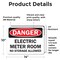 Signmission Electric Meter Room No Danger Sign, Vinyl Decal, 14in W x 10in L, 2PK OS-2PACK-DS-D-1014-L-19336 - alternate 2